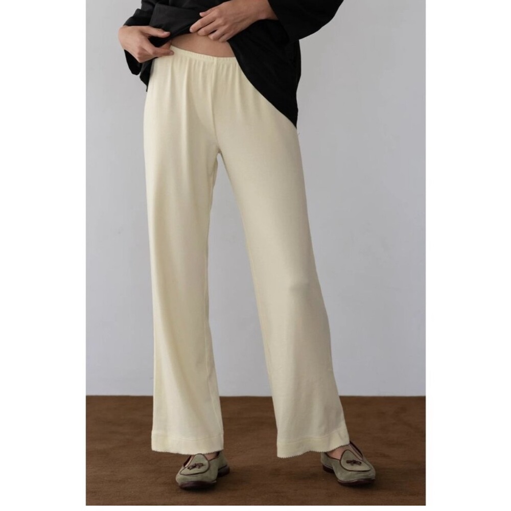 DONNI. Baby ribbed butter yellow Lounge Pants